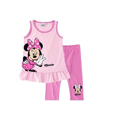 Disney Minnie Mädchen Tank Top T-Shirt mit Caprihose Größe 134 - rosa