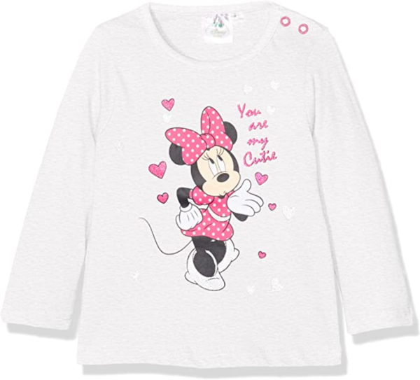 Disney Minnie Maus Baby Mädchen Langarmshirt, grau mit Glitzereffekt