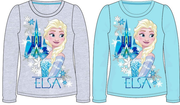 Disney Frozen - Die Eiskönigin Mädchen Langarmshirt, Pullover in Grau oder Blau, Elsa