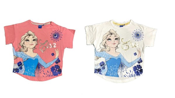 Disney Frozen - Die Eiskönigin Mädchen Sommer Top Kurzarmshirt T-Shirt Elsa mit Pailletten