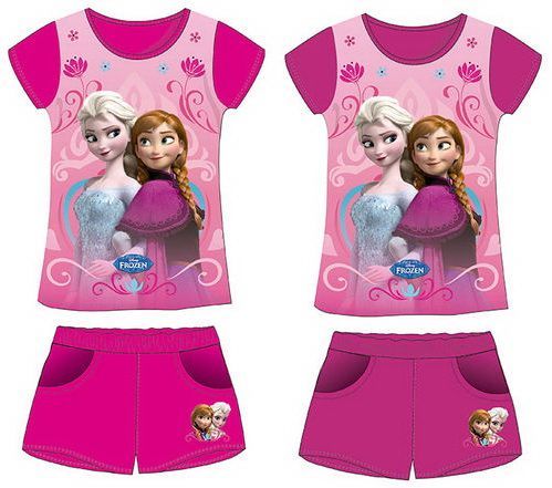 Disney Frozen - Die Eiskönigin Mädchen Sommer Zweiteiler Set T-Shirt + kurze Hose Anna & Elsa