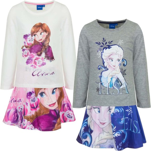 Disney Frozen - Die Eiskönigin Zweiteiler Langarmshirt + Rock Anna & Elsa