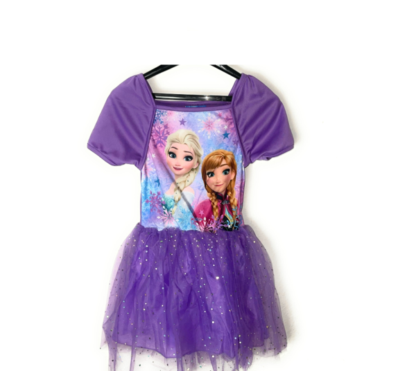 Disney Frozen Die Eiskönigin Mädchen Sommerkleid Kleid mit Tüll u. Glitzer Anna & Elsa