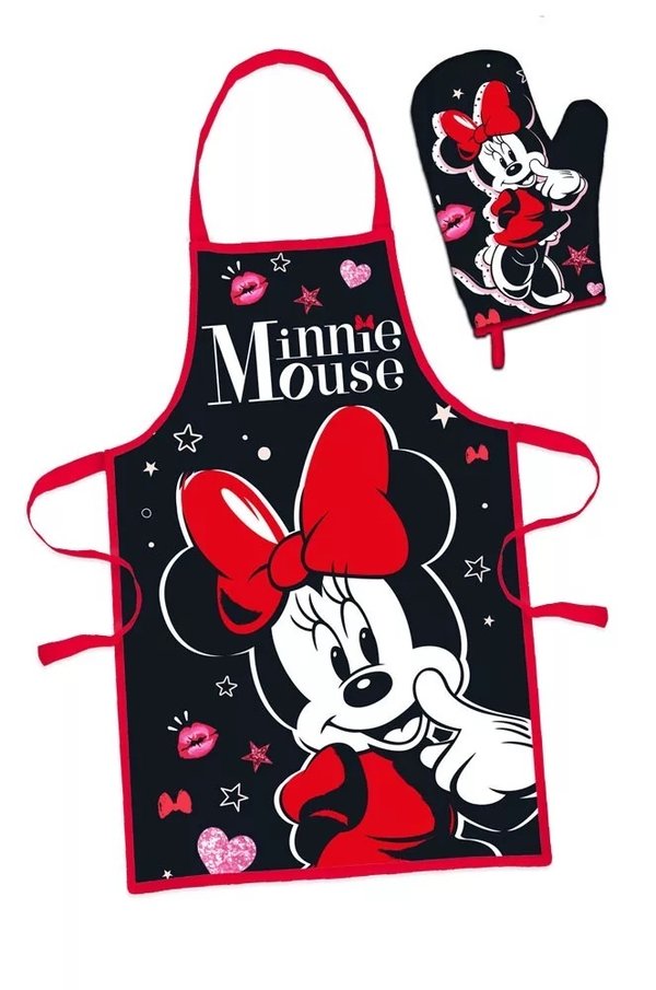 Disney Minnie Maus Damen 2 tlg. Kochset mit Schürze + Mütze
