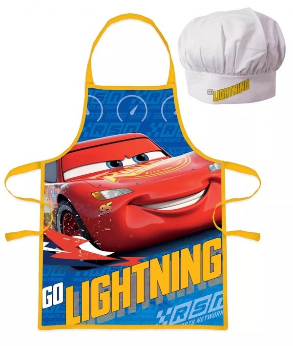 Disney Cars Lightning McQueen Kinder Jungen 2tlg. Kochset mit Schürze und Mütze