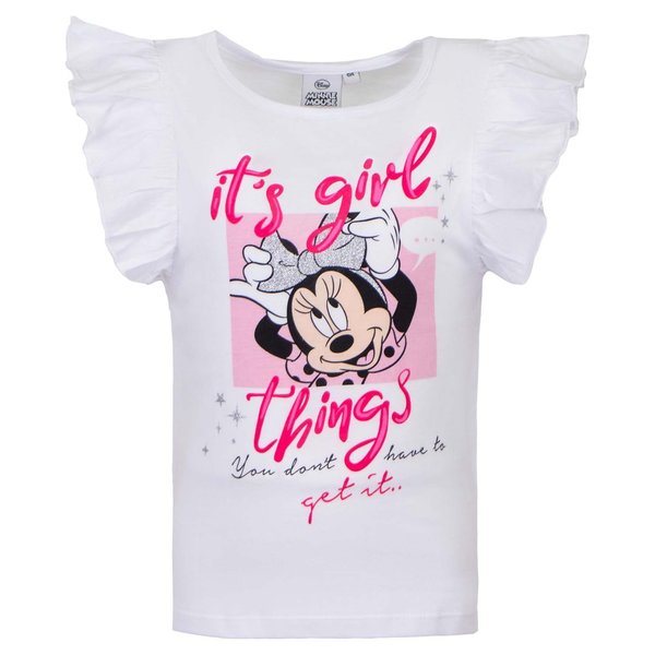 Disney Minnie Maus Mädchen T-Shirt Kurzarmshirt Weiß oder Rosa, Gr. 98-128