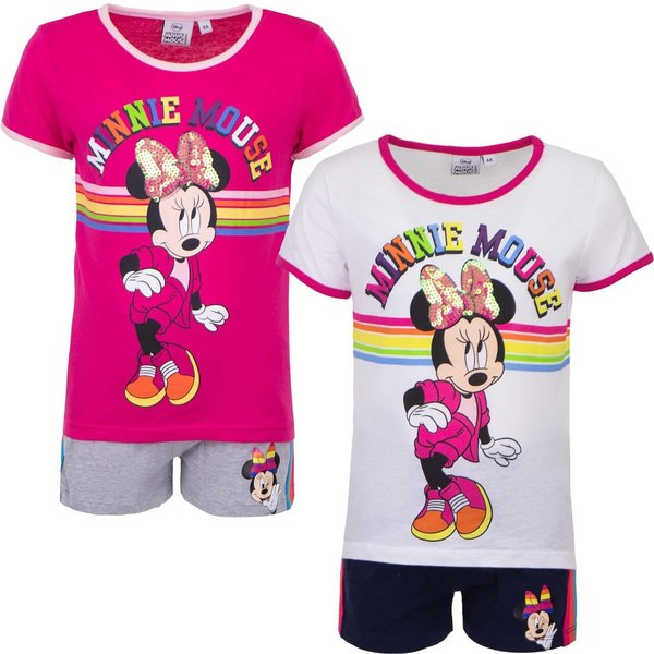 Disney Minnie Maus Mädchen 2-tlg. Set Zweiteiler mit T-Shirt und Shorts Gr. 98-128