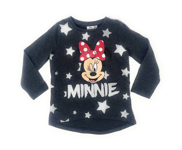 Disney Minnie Maus Mädchen Langarmshirt Pullover mit Glitzer